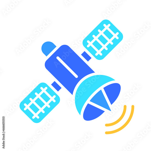 Satellite transmits data line icon. Memory, information storage, contacts. personalization, number, communication. Vector color icon on white background for business and advertising