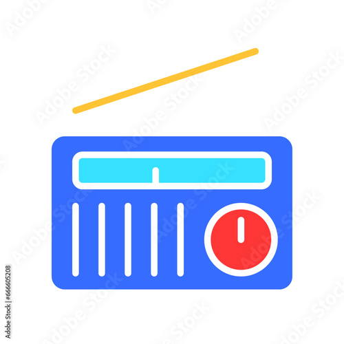 Radio line icon. News, prime time, TV channel, TV, reporter, channel, weather forecast. Vector color icon on white background for business and advertising