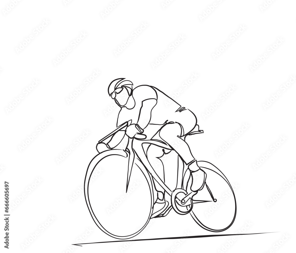 Cyclists out racing along country lanes Line art vector Illustration ...
