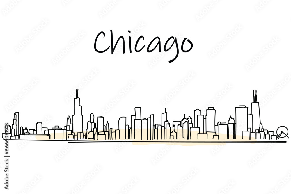 It is a line art vector of Chicago