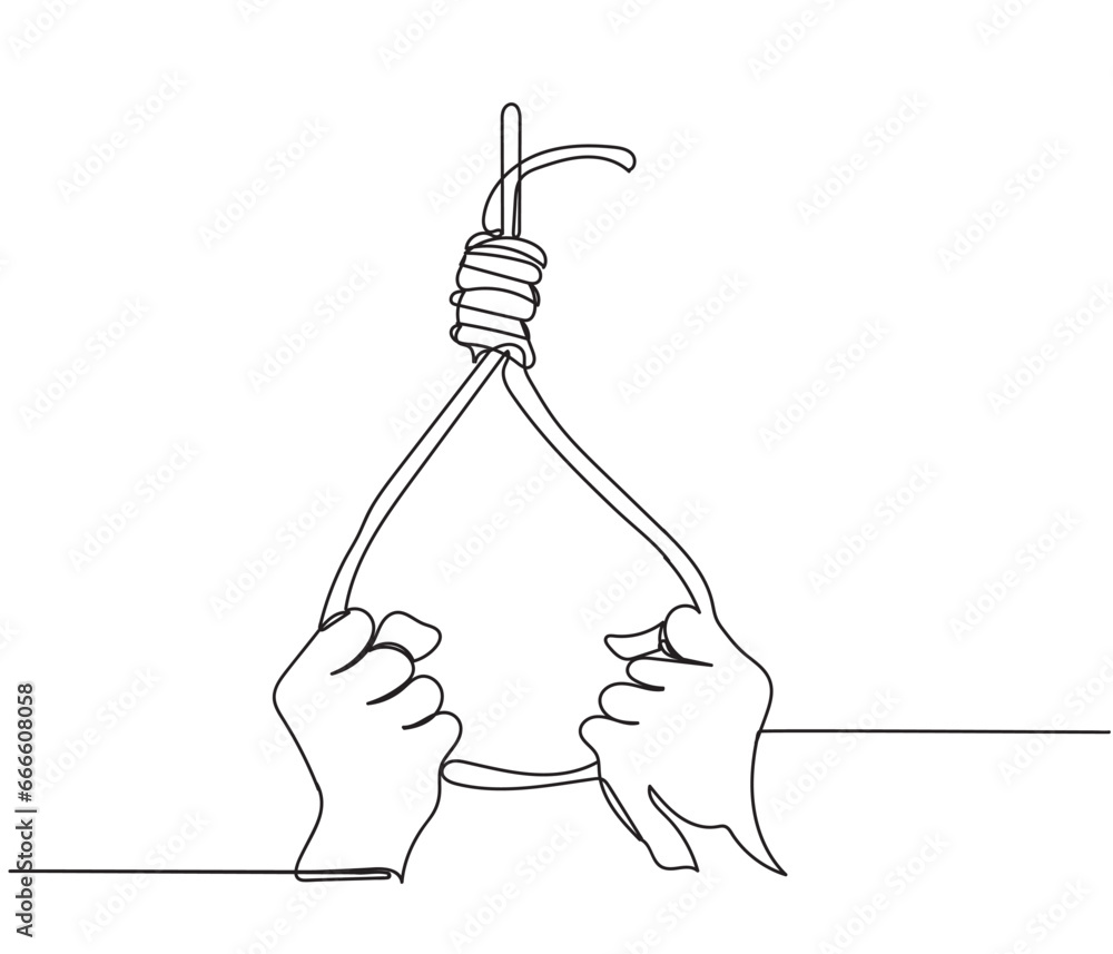 hand holding a rope. Suicide prevention concept, Depressed person about ...