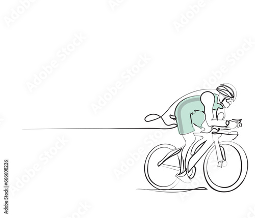 bike. the vector illustration of the Triathlon sport Line art . Cyclist winning the race