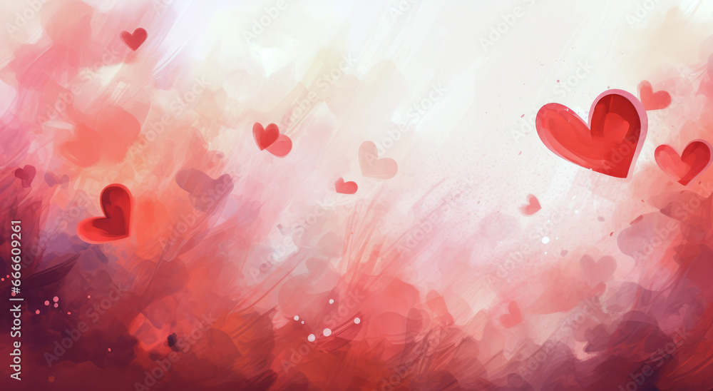 Red hearts and roses on Valentine's Day in the style of soft, blurred brush strokes, fabulous landscapes inspired by manga, spectacular backgrounds, romantic river landscapes, watercolors Red hearts and roses on Valentine's Day in the style of soft, blurred brush strokes, fabulous landscapes inspired by manga, spectacular backgrounds, romantic river landscapes, watercolors