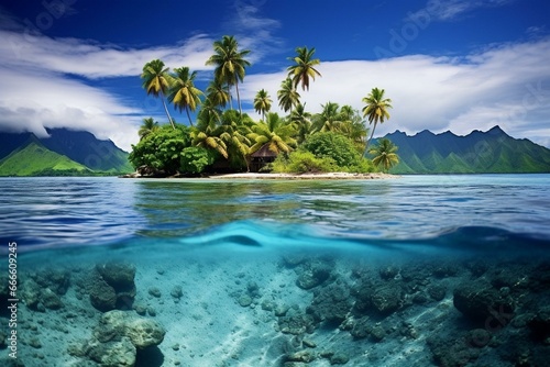 Picturesque Pacific island. Generative AI