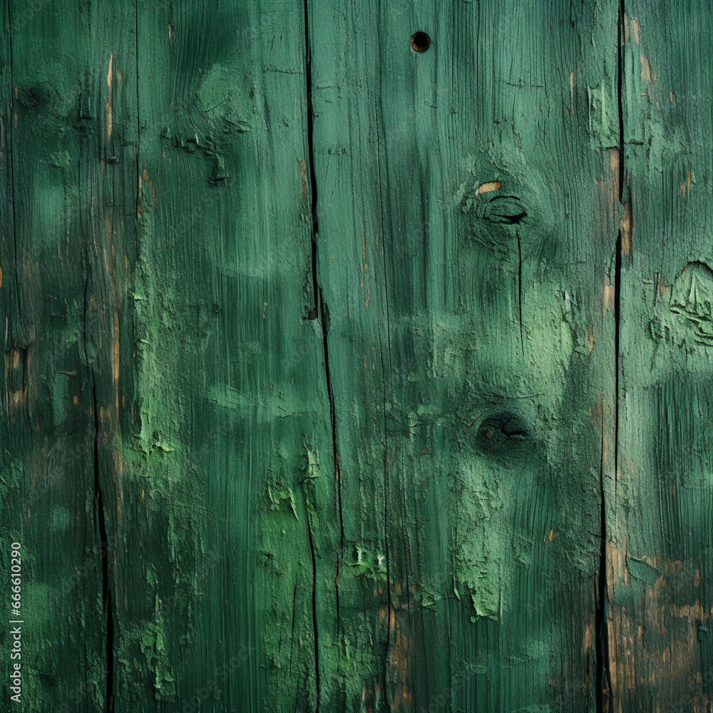 Fotografia de primer plano con detalle y textura de superficie de madera antigua de color verde oscuro