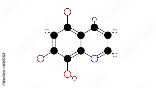 broxyquinoline molecule, structural chemical formula, ball-and-stick model, isolated image antiprotozoal agent