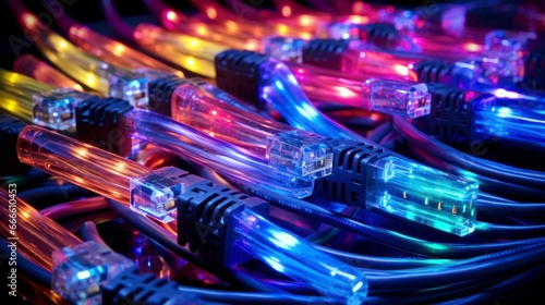 Colored electric cables and led optical fiber for technology and business