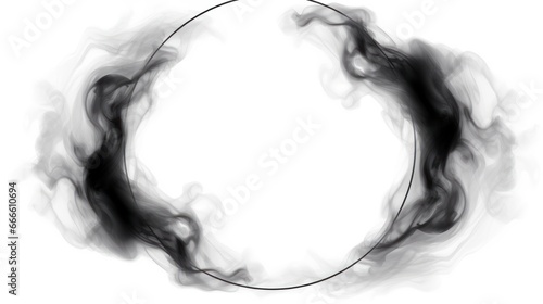 Black smoke circle frame on white background photo