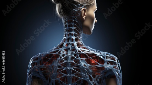  Abstract future representation of the osteoporosis of spine and back pain in women photo