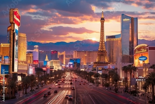 Las Vegas strip sunset photo
