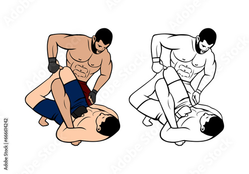 Mixed Martial Arts Cartoon Character Design Illustration vector eps format , suitable for your design needs, logo, illustration, animation, etc.