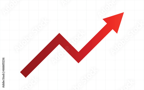 red arrow pointing up grow business financial profit graph grid background gradient red