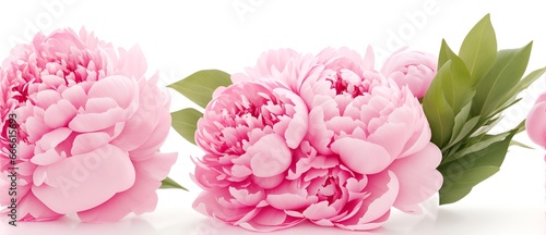 Boquet of Peonies on plain white background from Generative AI