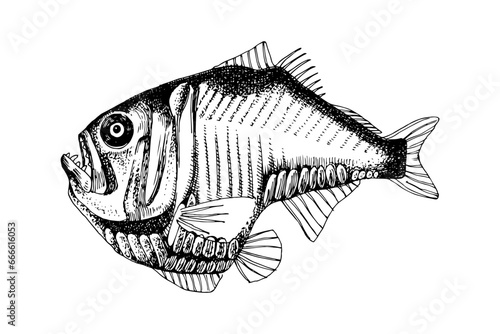 Marine hatchetfish hand drawn vector photo