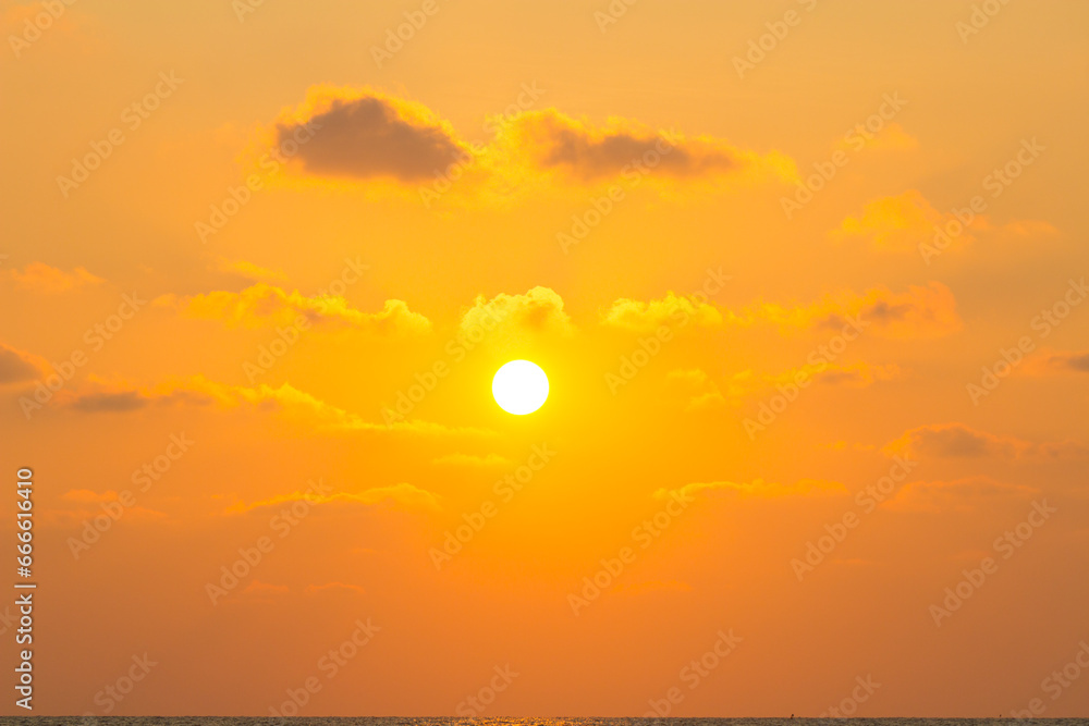 sun light through clouds in sun rise or sunset