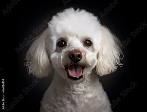 Portrait eines Pudels vor schwarzem Hintergrund, Hund, erstellt mit generativer KI photo