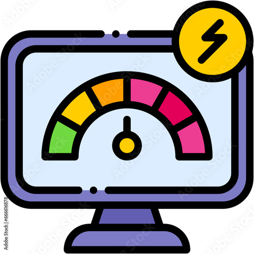 Vector Icon Stress Test, Trigger, Testing, Computer, Speedometer, Meter