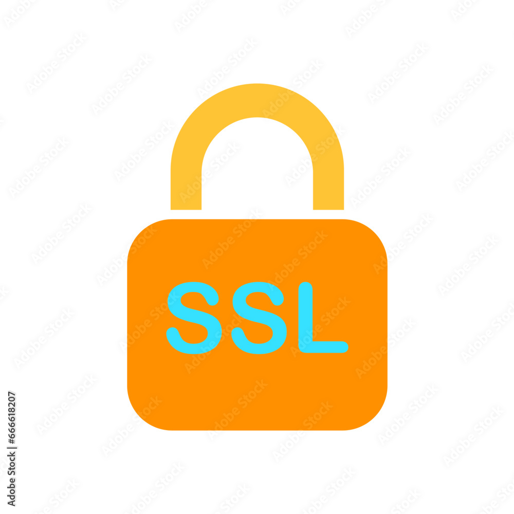 Lock with SSL inscription line icon. Cryptographic protocol, secure communication, encryption, email. Vector color icon on white background for business and advertising Lock with SSL inscription line icon. Cryptographic protocol, secure communication, encryption, email. Vector color icon on white background for business and advertising