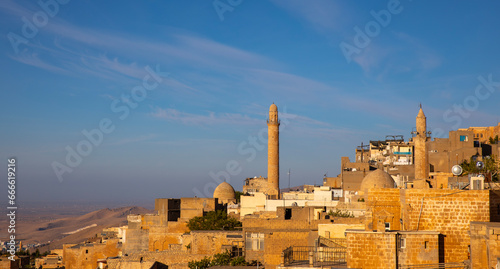 Ancient and stone houses of Old Mardin (Eski Mardin) with Mardin Castle, Located South Eastern of Turkey