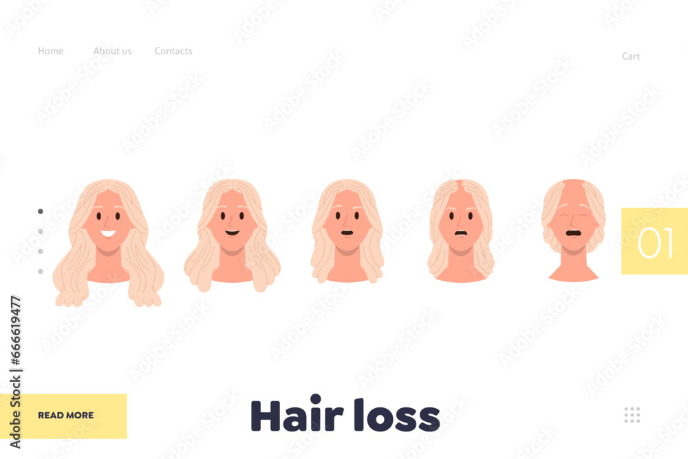 Landing page design template offering hair loss female problem information and method for treatment Landing page design template offering hair loss female problem information and method for treatment