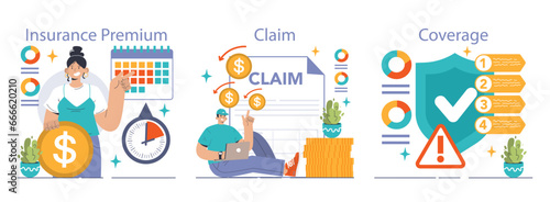 Insurance set. Idea of security and protection of life and property.