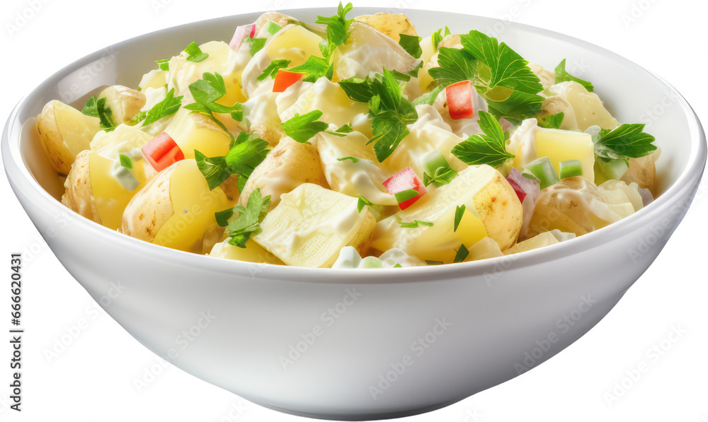 Delicious Tasty Bowl of homemade creamy Potato salad, bean, tomato, carrot, PNG Transparent, isolate Delicious Tasty Bowl of homemade creamy Potato salad, bean, tomato, carrot, PNG Transparent, isolate