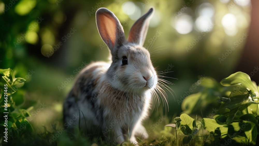 Spring Bunny in the Wild, AI generated Illustration ,realistic Spring Bunny in the Wild, AI generated Illustration ,realistic