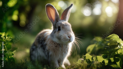Spring Bunny in the Wild, AI generated Illustration ,realistic © Norbert