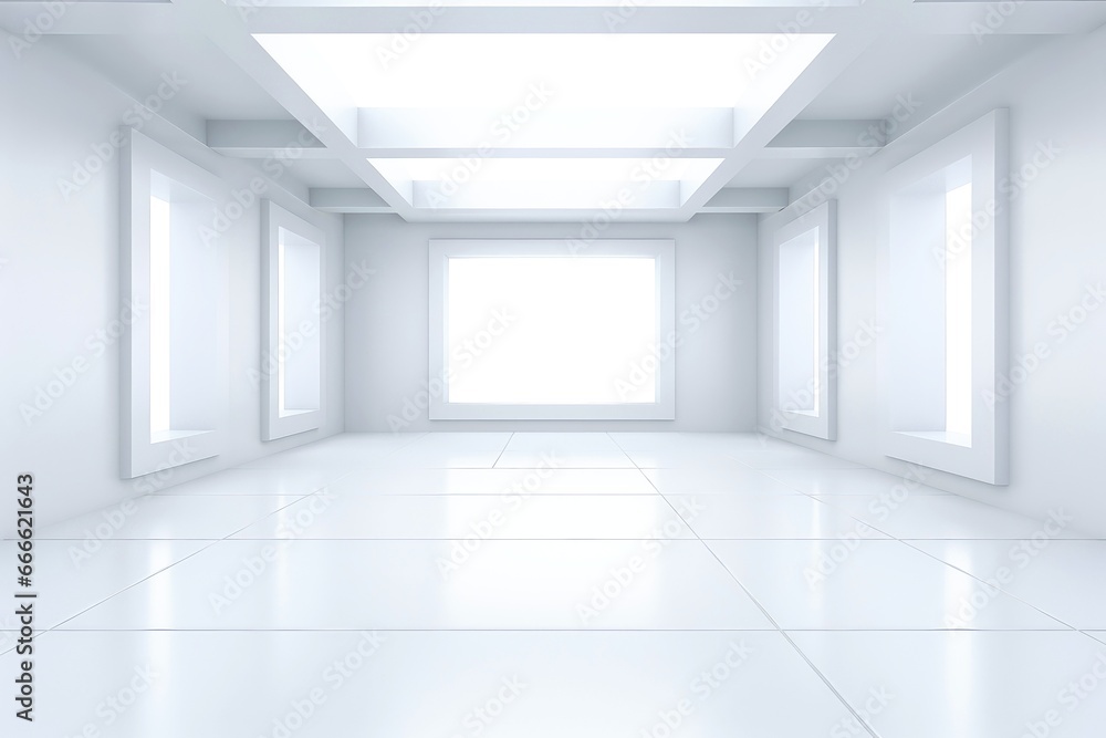 Fototapeta premium Abstract futuristic architecture background, Minimal technology white backdrop