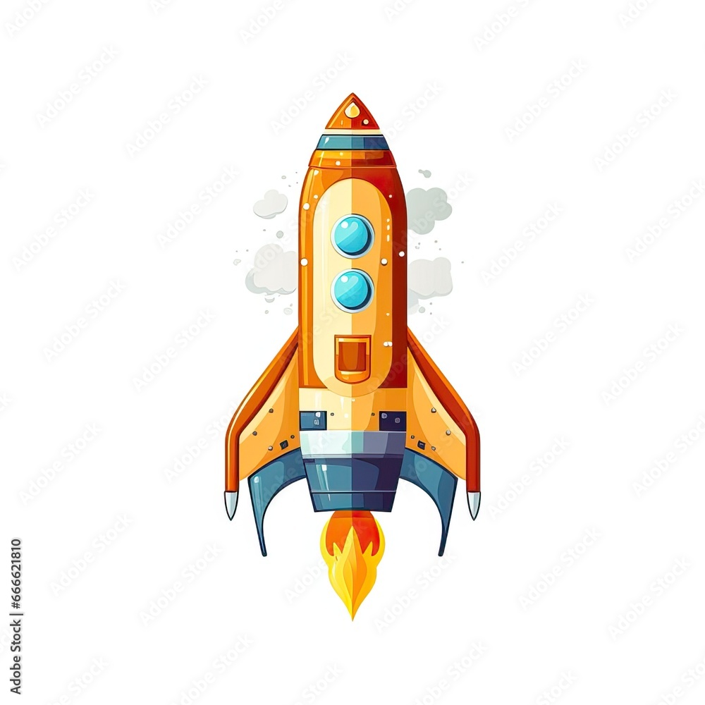 Space rocket isolated on white