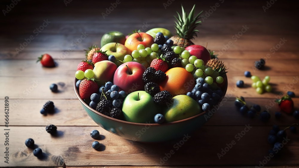 Summer Fruit Bowl, AI generated illustration Summer Fruit Bowl, AI generated illustration