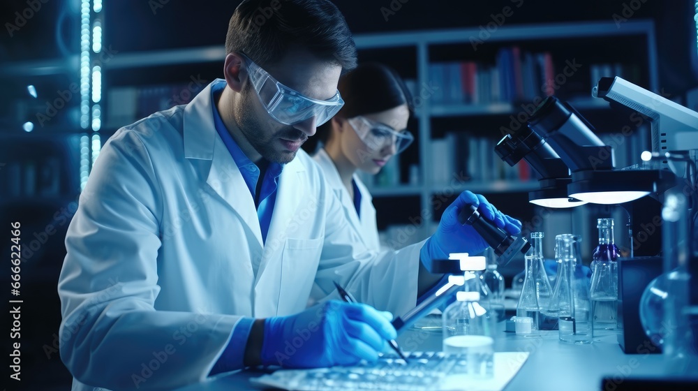 Scientists working in the laboratory Scientists working in the laboratory