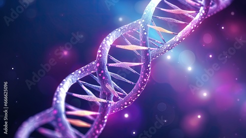 Glowing DNA on a purple backdrop