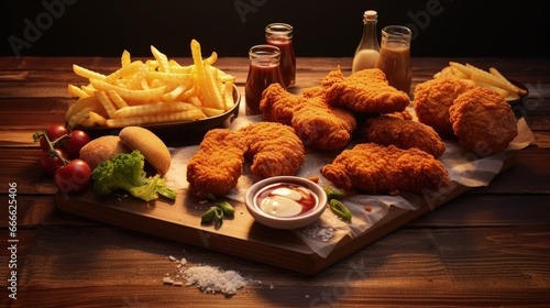 Fast food fried snacks on a...