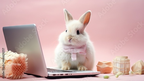 Cute white baby rabbit stud...