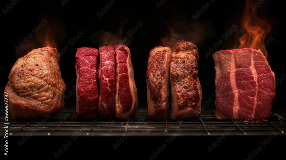 Different levels of cooking meat rare medium rare medium well done