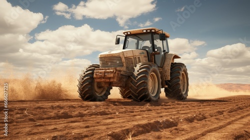 Dusty field tractor and ATV equipment
