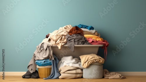 Dirty laundry stack in laun...