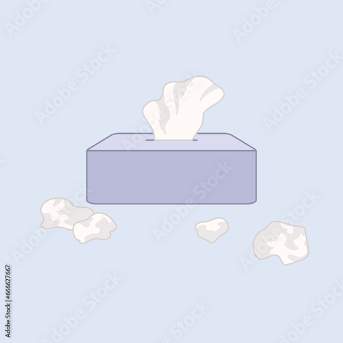 Used tissue, box tissue, nose cold illustration