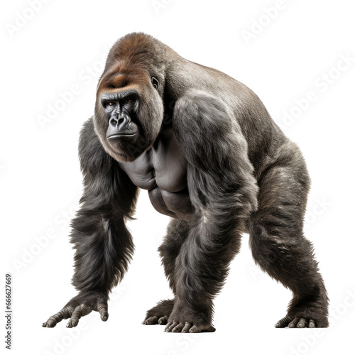 a Silverback Gorilla as an isolated and transparent PNG in a Nature-themed, photorealistic illustration. generative ai © Purple Penguin GFX