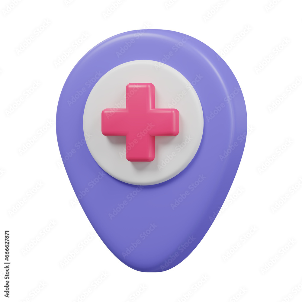 Fototapeta premium Hospital Location 3D Icon