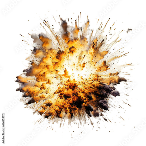 Explosion with sparks isolated on transparent background, Generative ai.