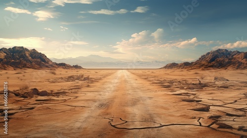 Deserted worn out road Digital post apocalyptic painting Empty 4k wallpaper scene