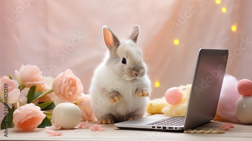 Cute white baby rabbit stud...
