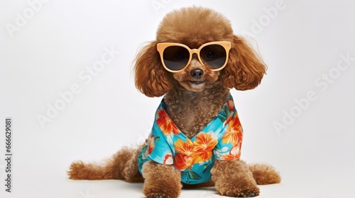 Cute brown toy Poodle dog w...