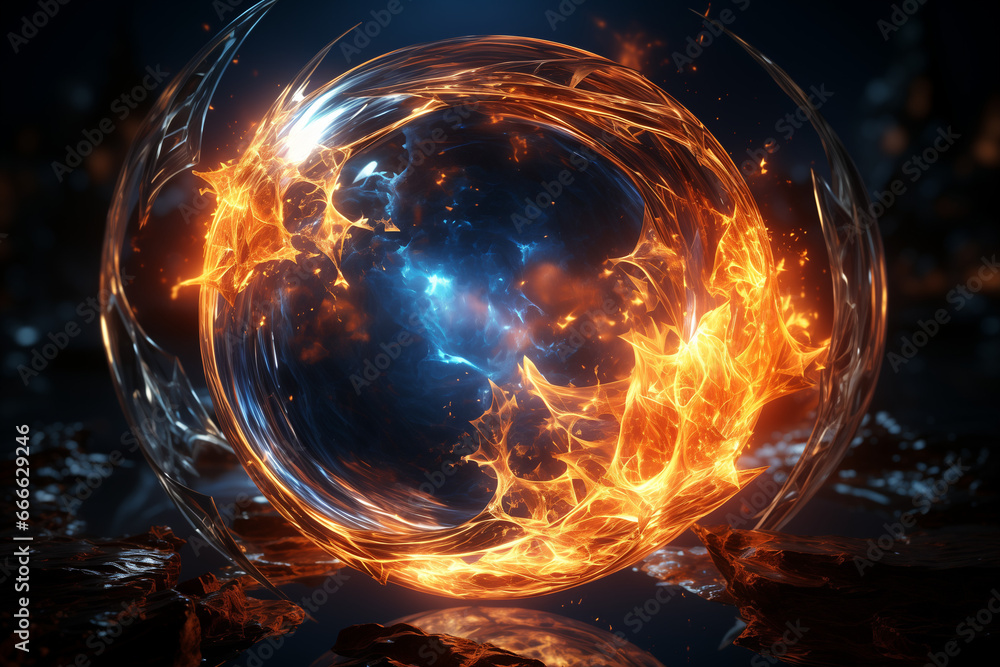 Obraz premium water bubble in fire, opposed elements