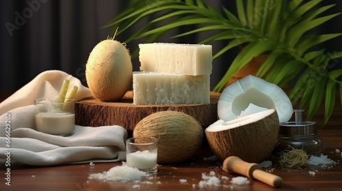 Eco friendly cleaning with natural soap and coconut bristle brushes replaces cleaning food waste