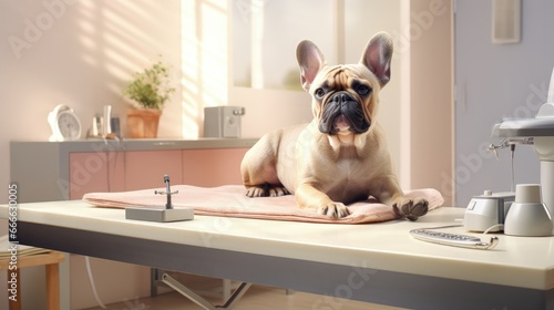 French Bulldog at vet clini...