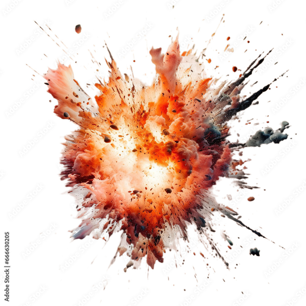 Explosion with sparks isolated on transparent background, Generative ai. - obrazy, fototapety, plakaty 