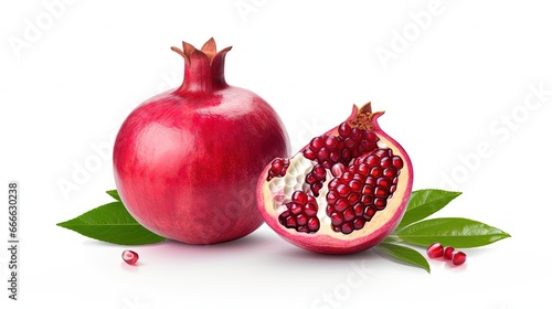 Cut pomegranate isolated on white background with clipping path